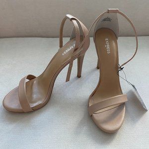 NWT Express Ankle Strap Heel Sandals Nude/Beige 7
